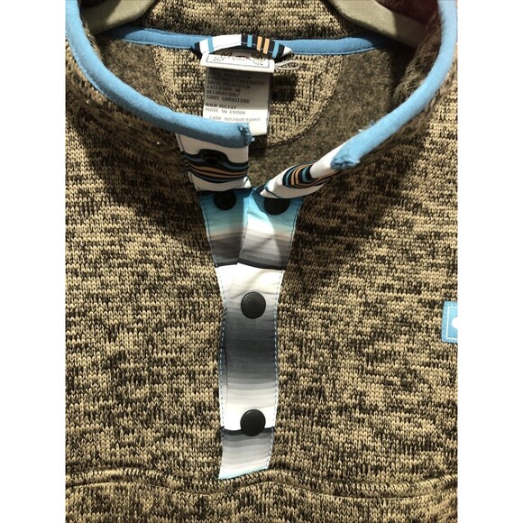 Cinch Youth XL 14 Brown Polar Fleece Pullover Sweater Pockets Snaps Turquoise - Picture 3 of 7